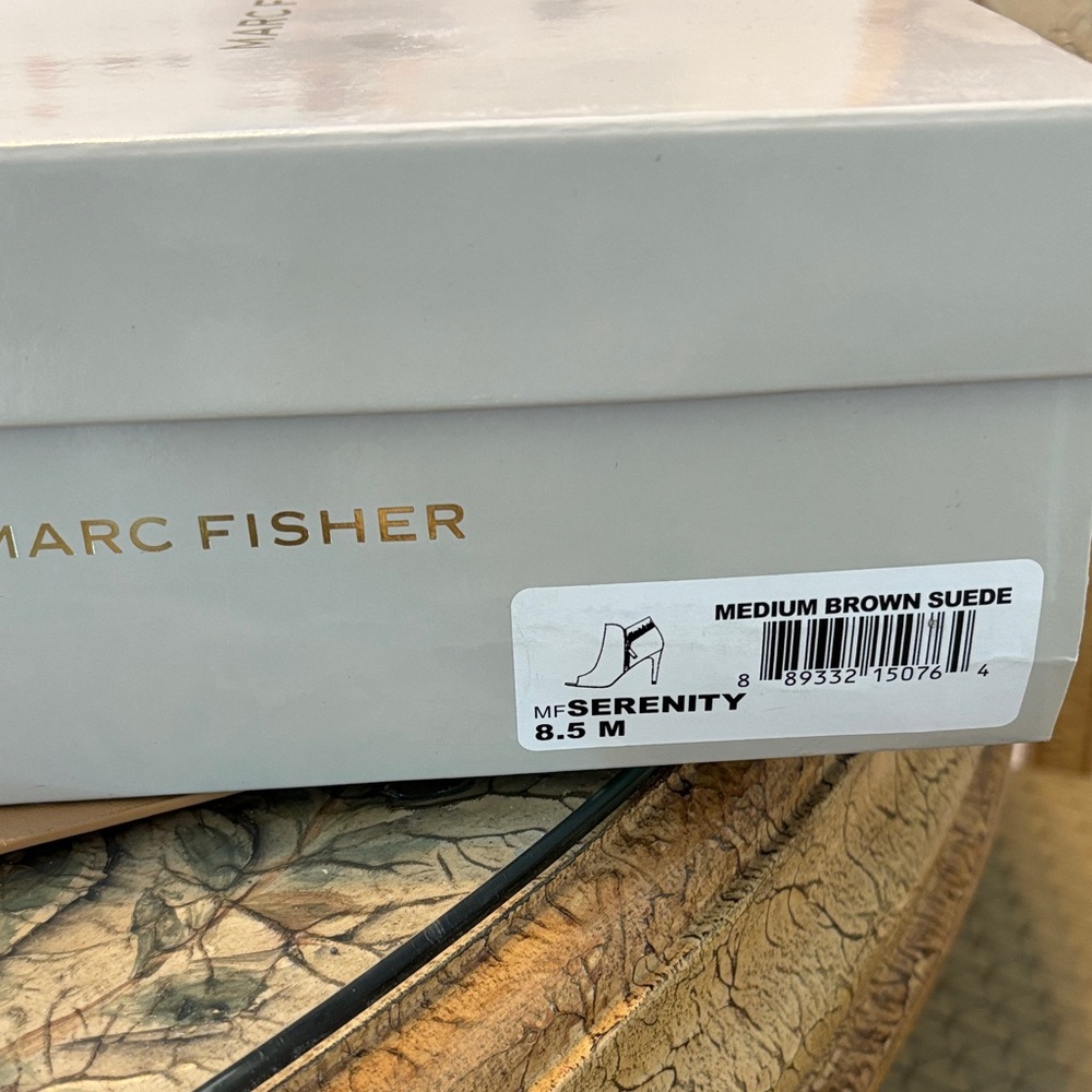 Marc Fisher Tan Suede Peep-Toe Booties - Picture 5 of 5